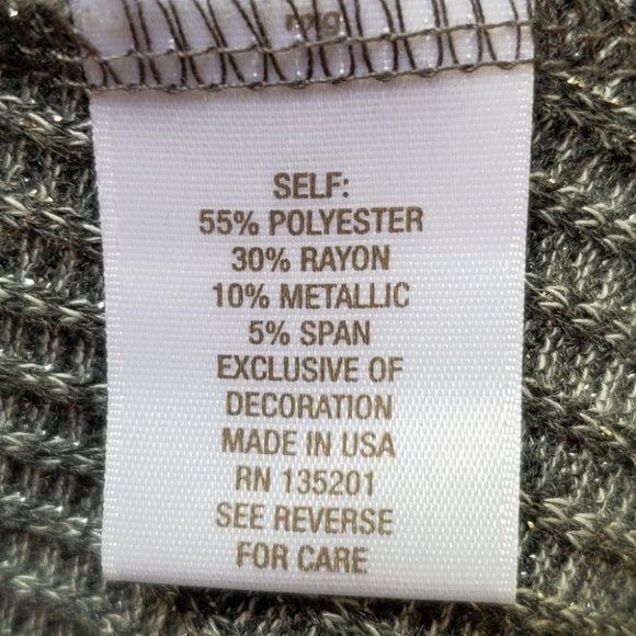 Dressbarn Gray Silver Metallic Threading Embellished Neck Knit Top Size MP - Picture 7 of 8